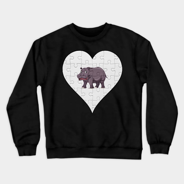 Jigsaw  Hippopotamus Heart Design - Wild Animal Hippopotamus Crewneck Sweatshirt by giftideas